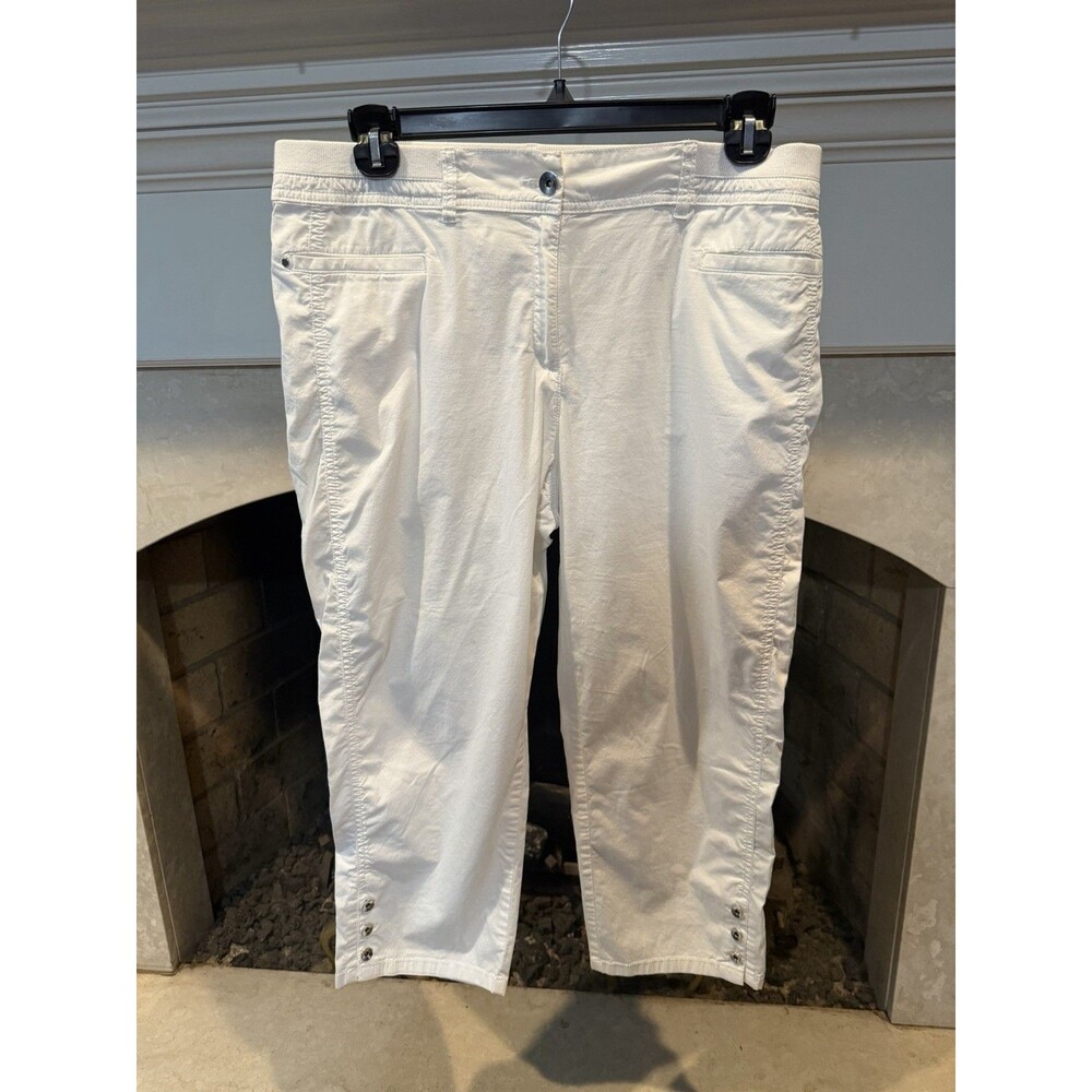 Chico's Pants Women's Size 2.5 Large 14 White Capri Elastic Waist Stretch